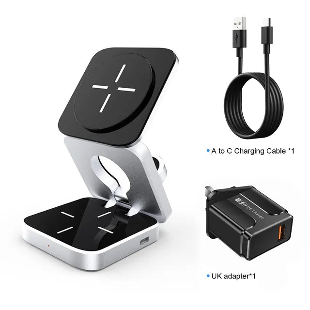 3 In 1 Foldable Magnetic Wireless Charger Stand For iPhone
